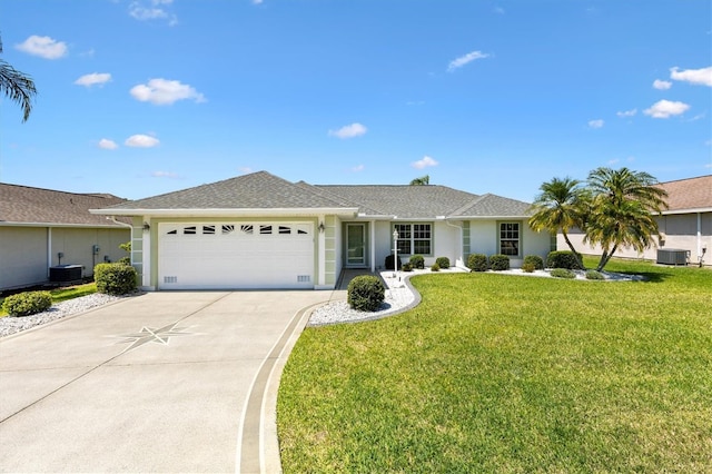 12147 SE 173rd Pl, Summerfield, FL 34491 - single story home featuring concrete driveway, cooling unit, a front yard, and a garage