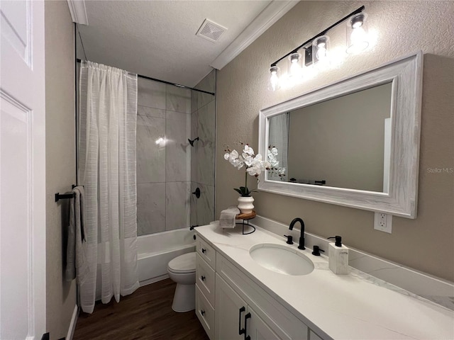 13430 NE 30th Ct, Anthony, FL 32617 - bathroom featuring a textured wall, wood finished floors, toilet, a textured ceiling, and vanity