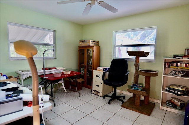 16850 SE 19th Ct, Summerfield, FL 34491 - office area featuring plenty of natural light, a ceiling fan, and light tile patterned floors
