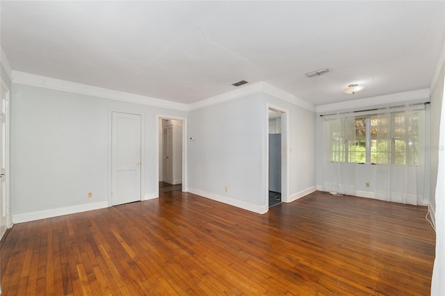 608 SE 31st Ter, Ocala, FL 34471 - spare room featuring crown molding, baseboards, hardwood / wood-style floors, and visible vents