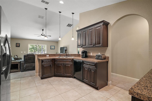 kitchen featuring visible vents, a sink, and dishwasher