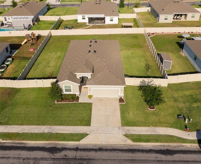 aerial view with a residential view
