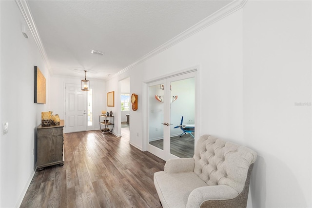 7706 SW 89th Ct, Ocala, FL 34481 - entryway featuring crown molding, wood finished floors, french doors, and baseboards