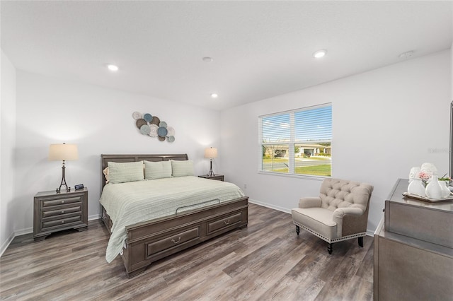 7706 SW 89th Ct, Ocala, FL 34481 - bedroom with wood finished floors, baseboards, and recessed lighting
