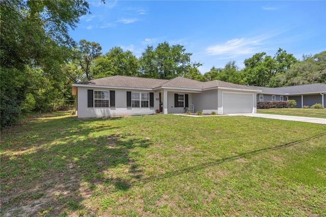 6306 Pecan Crse, Ocala, FL 34472 - ranch-style home with a garage, stucco siding, driveway, and a front lawn