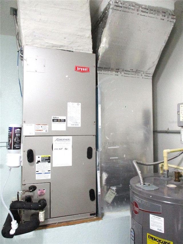utility room featuring water heater