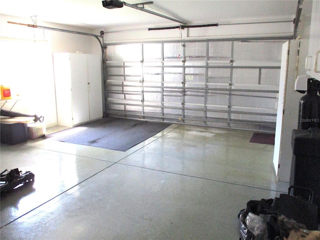 garage with a garage door opener