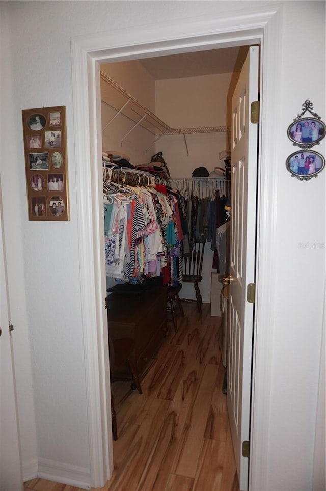 spacious closet with light wood-style flooring