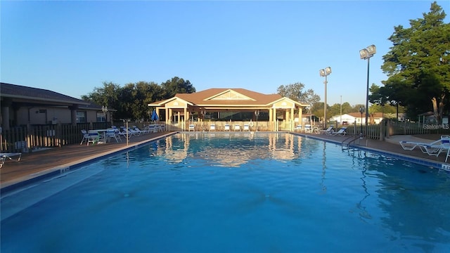 community pool with fence