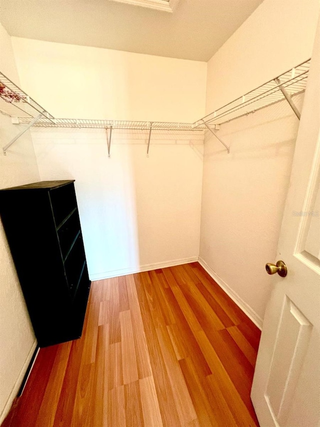 spacious closet with wood finished floors