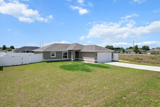9 Walnut Run, Ocala, FL 34480 - single story home with fence, a garage, stucco siding, concrete driveway, and a front yard