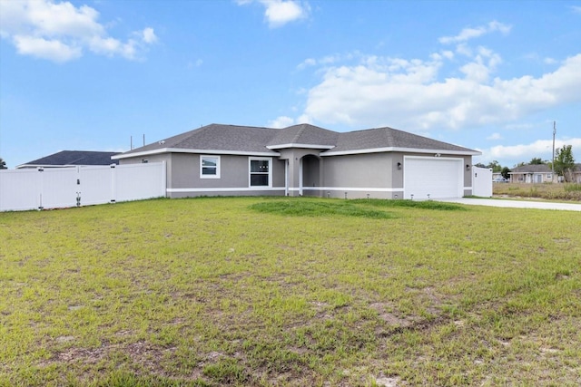 9 Walnut Run, Ocala, FL 34480 - view of front of house with a front lawn, an attached garage, fence, and concrete driveway