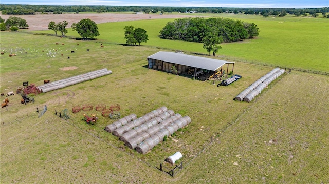 birds eye view of property featuring a rural view