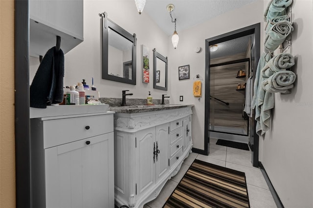 4710 SE 30th Ct, Ocala, FL 34480 - full bath with tile patterned floors, baseboards, vanity, and a textured ceiling