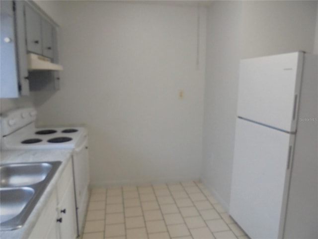 2912 NE 24th Ct, Ocala, FL 34479 - kitchen with white appliances, under cabinet range hood, and a sink