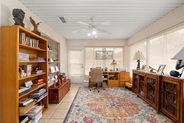 6858 SW 111th Loop, Ocala, FL 34476 - office with light tile patterned flooring, ceiling fan, and visible vents