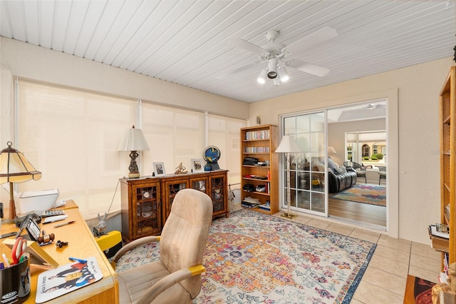 6858 SW 111th Loop, Ocala, FL 34476 - tiled home office featuring a ceiling fan