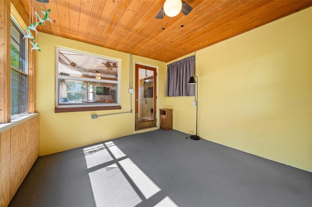 31 N Harrison St, Beverly Hills, FL 34465 - spare room featuring a ceiling fan, finished concrete flooring, and wooden ceiling
