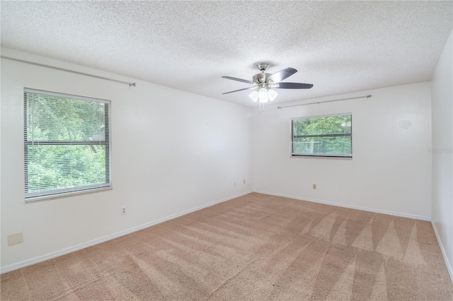 1406 SE Wacahoota Rd, Micanopy, FL 32667 - spare room featuring plenty of natural light, light carpet, ceiling fan, and a textured ceiling