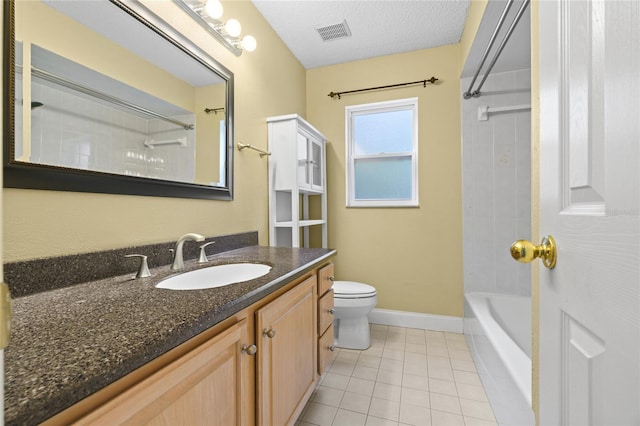 8130 SW 209th Court Rd, Dunnellon, FL 34431 - bathroom with tile patterned flooring, vanity, toilet, baseboards, and washtub / shower combination