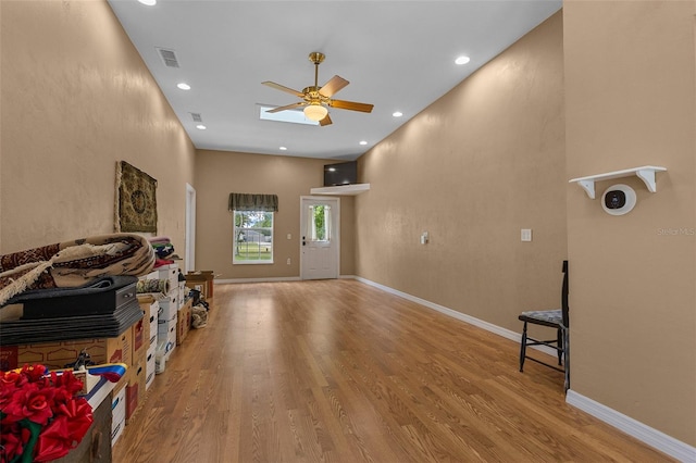 260 Country Circle Dr W, Port Orange, FL 32128 - foyer with recessed lighting, a ceiling fan, visible vents, and wood finished floors