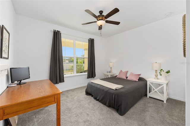 6342 SW 77th Ave, Ocala, FL 34474 - bedroom with light colored carpet, baseboards, and a ceiling fan
