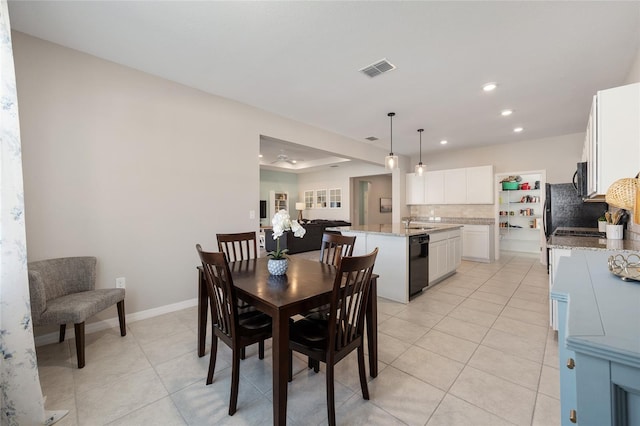 6342 SW 77th Ave, Ocala, FL 34474 - dining area with baseboards, light tile patterned floors, visible vents, and recessed lighting