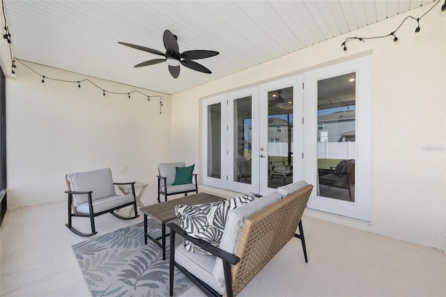 6342 SW 77th Ave, Ocala, FL 34474 - view of patio featuring a ceiling fan and french doors