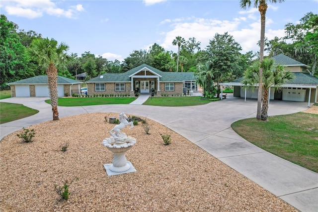 170 SW 80th St, Ocala, FL 34476 - view of front of property with french doors, a front yard, driveway, and a garage