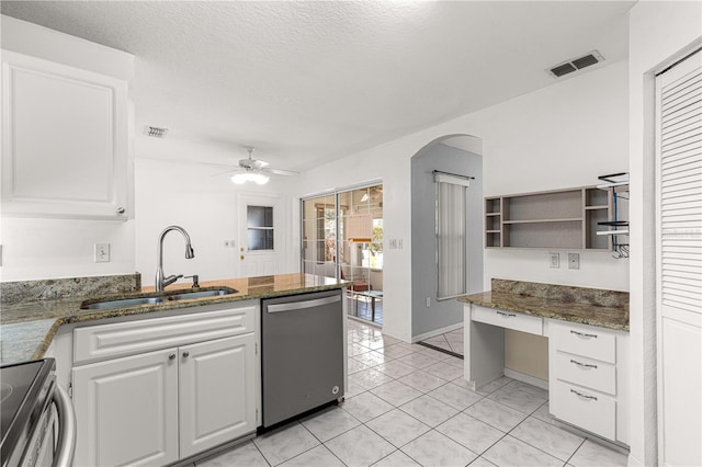 6758 SW 114th Street Rd, Ocala, FL 34476 - kitchen featuring white cabinets, dishwasher, visible vents, and a sink
