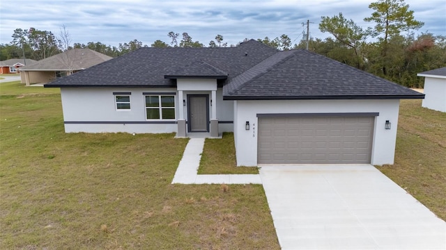 4415 SW 169th Lane Rd, Ocala, FL 34473 - view of front of house with driveway, stucco siding, a shingled roof, and a garage