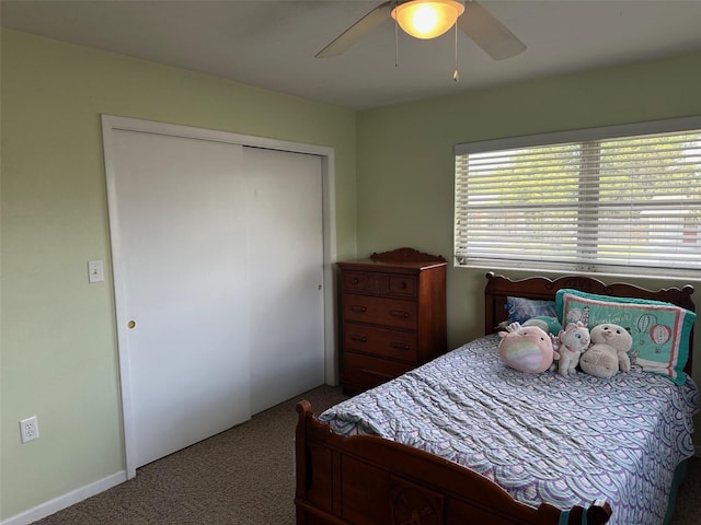 79 S Harrison St, Beverly Hills, FL 34465 - bedroom featuring carpet flooring, a closet, and a ceiling fan