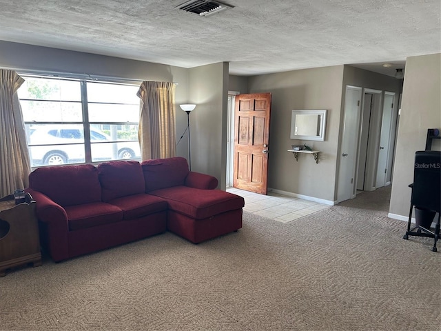 79 S Harrison St, Beverly Hills, FL 34465 - living area with carpet, baseboards, and a textured ceiling