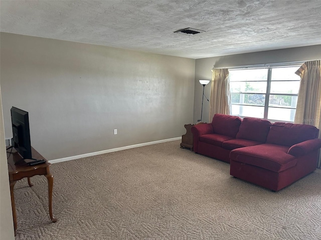 79 S Harrison St, Beverly Hills, FL 34465 - living room featuring carpet floors, a textured ceiling, and baseboards