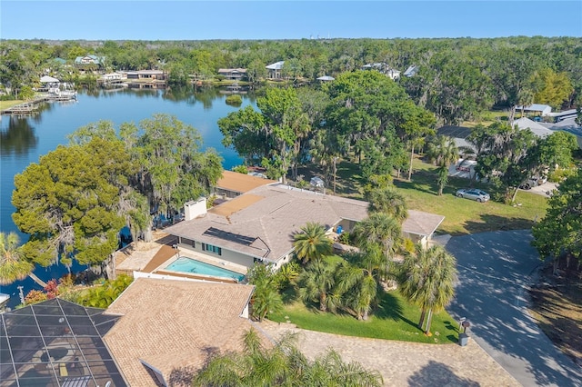 414 NW 8th Ave, Crystal River, FL 34428 - view from above of property with a large body of water and a pool