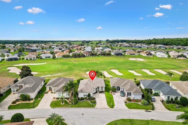 aerial view of residential area with a golf club