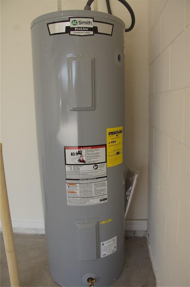 utility room with electric water heater
