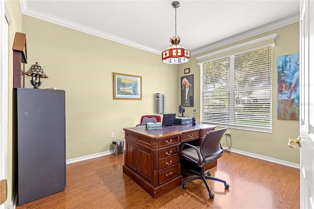 13885 Del Webb Blvd, Summerfield, FL 34491 - office featuring ornamental molding, wood finished floors, and baseboards
