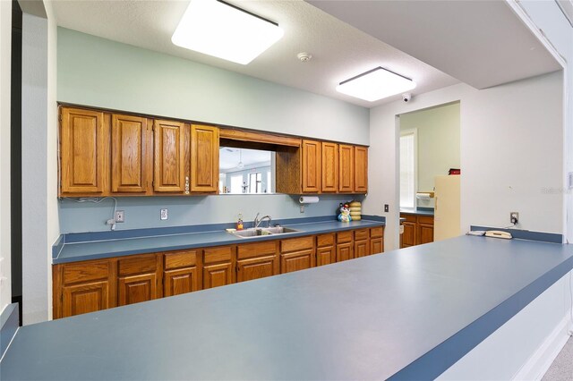 4886 NW 30th Pl, Ocala, FL 34482 - kitchen with a sink, brown cabinets, and dark countertops