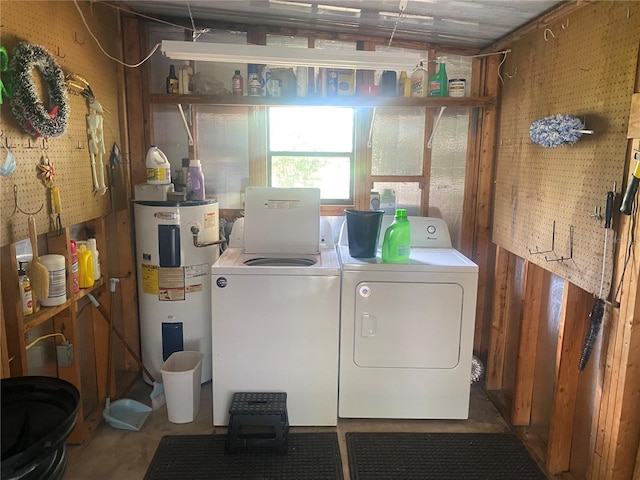 9920 SW 102nd Pl, Ocala, FL 34481 - clothes washing area with water heater and separate washer and dryer
