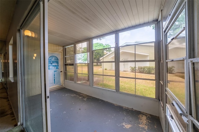 view of unfurnished sunroom