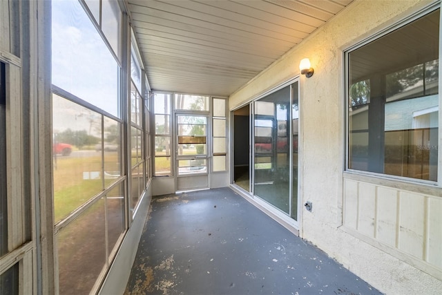 view of unfurnished sunroom