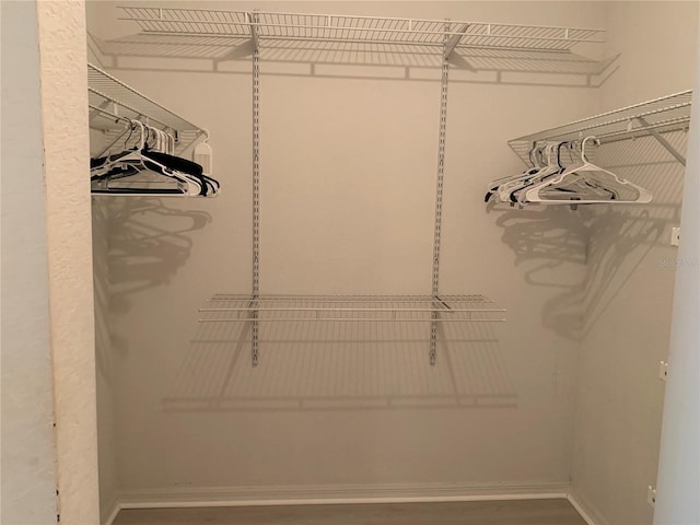 spacious closet with wood finished floors