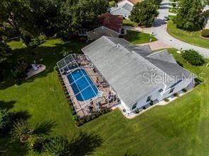 aerial view of a pool