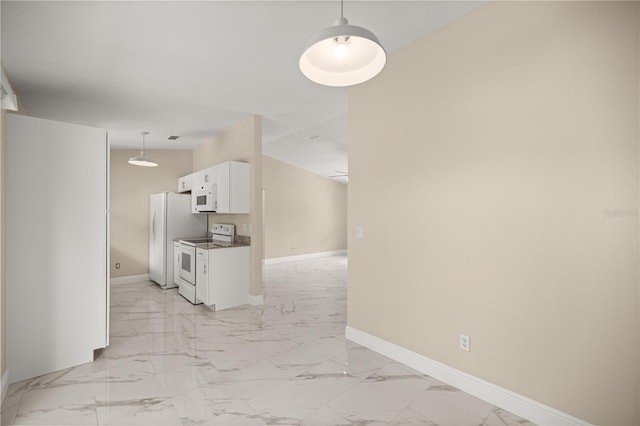 interior space with baseboards and light marble finish flooring