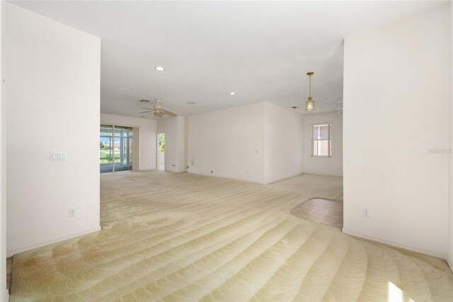 9649 SW 90th St, Ocala, FL 34481 - unfurnished room featuring a ceiling fan, light carpet, recessed lighting, and baseboards