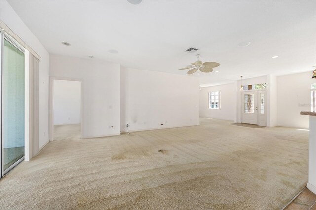 9649 SW 90th St, Ocala, FL 34481 - unfurnished room with a ceiling fan, light colored carpet, and recessed lighting