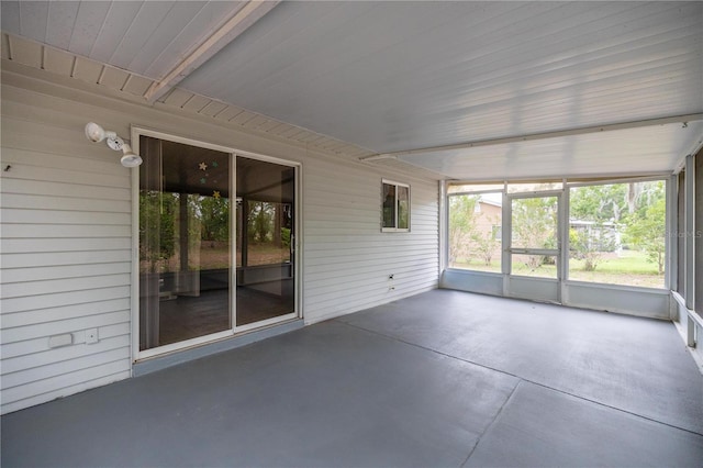 view of unfurnished sunroom
