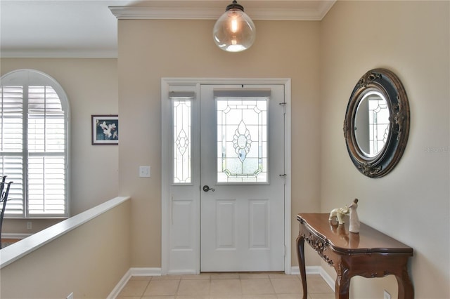 2550 NW 55th Avenue Rd, Ocala, FL 34482 - foyer featuring baseboards, crown molding, and light tile patterned flooring