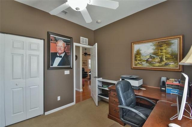 2550 NW 55th Avenue Rd, Ocala, FL 34482 - office area featuring a ceiling fan and carpet flooring